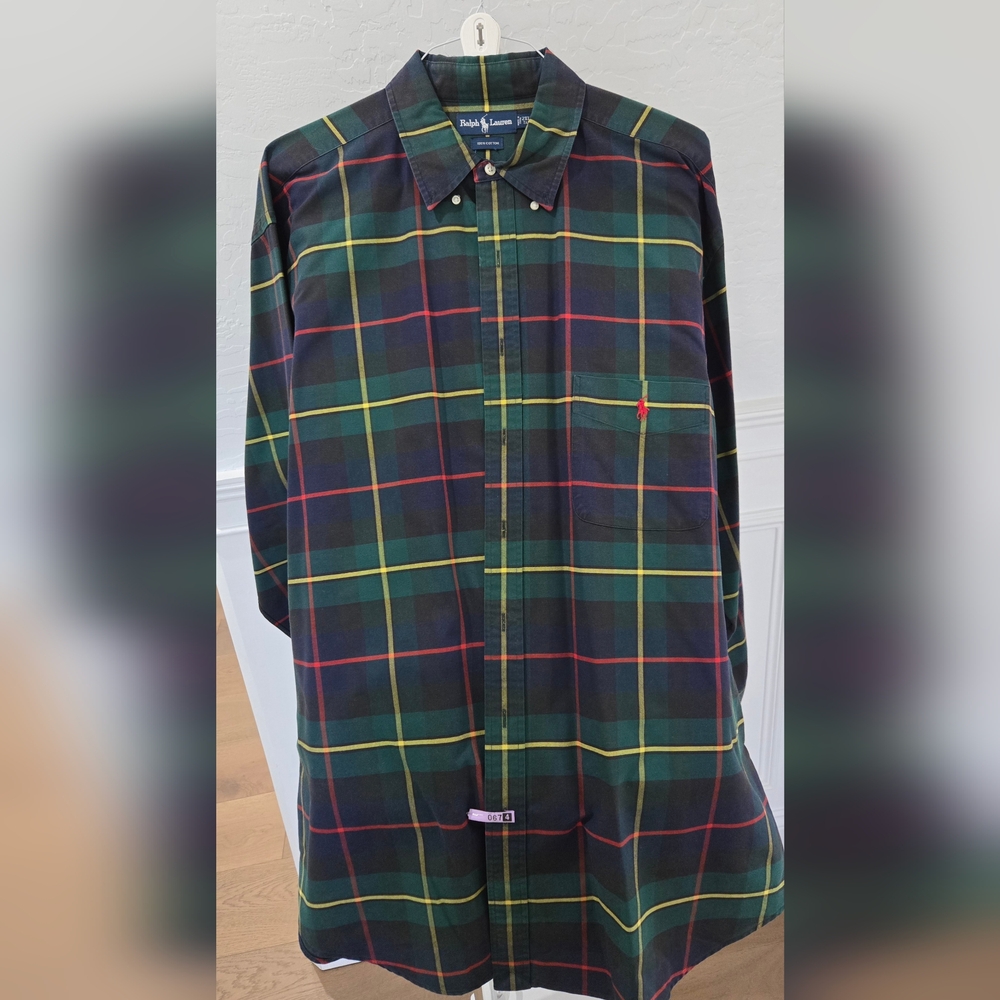 Men's 2XLT Tall Ralph Lauren plaid button down shirt